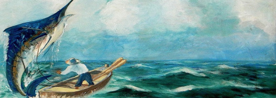 illustration du vieil homme et de l'espadon